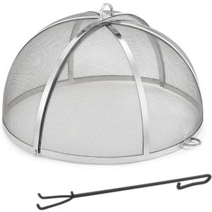 Good Directions Heavy Duty Fire Pit Spark Screen with Lifter, Stainless Steel, Hinged for Easy Access, 24 Inch Diameter