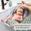 Ingenuity Foldaway 2-Position Baby Bath Seat, Adjustable Support for Sink or Bathtub, Ages 0-6 Months up to 20 Pounds, Machine-Washable Sling (Gray Swirls)