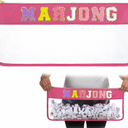 1 PCS American Mahjong Bag - Empty Mahjong Tiles Bag Only with Zippered & Letters, Case Only(Hot Pink,Moh-jong)