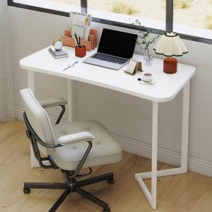 Funecy Computer Desk 40 Inch Small Table for Office,Modern Simple Style Writing Study Work Gaming Table for Home Office (White)