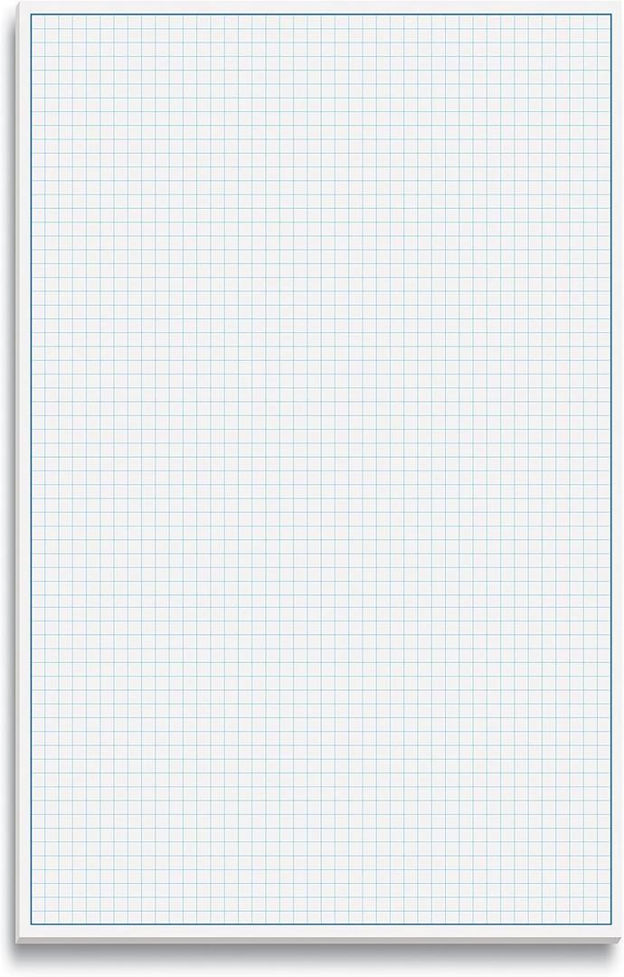 Better Office Products Graph Paper Pad, 17" x 11", 25 Sheets, Blue Line Border, Blueprint Paper, Double Sided, White, 4x4 Blue Quad Rule, Easy Tear Sheets, Grid Paper, Graph Paper, two count
