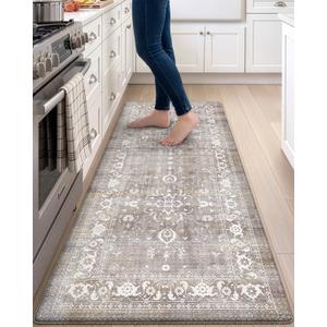 DEXI Kitchen Floor Mats Cushioned Anti Fatigue Runner Rug 23x59 Grey Floral | Soft Comfort Memory Foam, Easy Care, Waterproof, Standing Padded for Front Sink Laundry Office Farmhouse