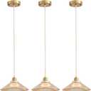 Pendant Light Fixture for Kitchen Island, Modern Hanging Lamp for Dinning Room, Adjustable Hanging Lights with Glass Shade for Bedroom Hallway Bar(glod,3 Pack)