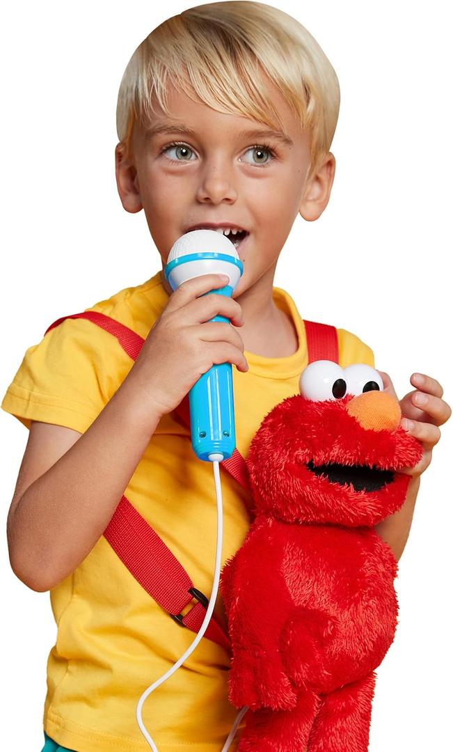 Singing Machine Karaoke Plush Sesame Street Toys ( Elmo Plush Toy) - Adjustable Carrying Straps - Sing-Along Built-in Real Working Microphone & Speaker with Record & Playback Function