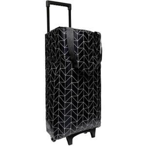 Large Foldable Wheeled Shopping cart, Insulated Waterproof Reusable Grocery Bag, Portable Tote for Supermarket Shopping, Travel & Camping (Black)