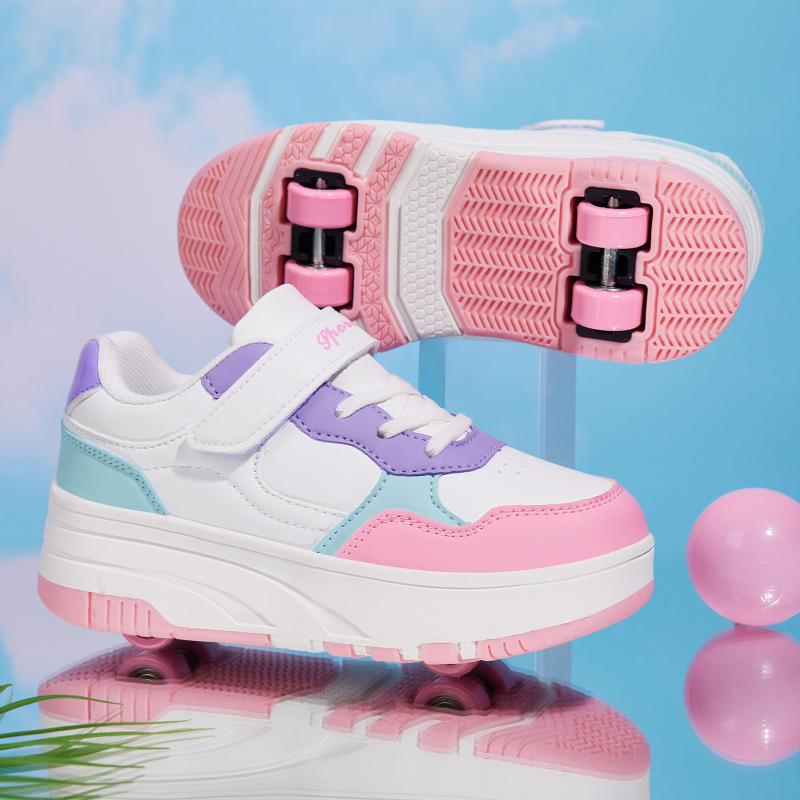 Kids Shoes with Wheels Boys Girls Roller Skate Shoes Wheeled Athletic Sneakers Suitable for Beginners Little Kid 1.5