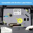 6 X Compatible with TZe-231 Brother Label Maker Tape,Replacement for TZ-231 12mm 0.47" Brother P-Touch Label Tape, Laminated Black on White Label Tape for PT-D210, PT-D220, PT-D200, PT-H110, PT-D410