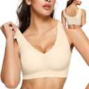 OEAK Womens Pullover Bras No Underwire Seamless Summer Bras Scalloped Everyday Bra Comfortable Full Coverage T Shirt Bra Skin Color,M, Medium