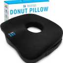 Premium Large Donut Pillow for Tailbone Pain Relief - Hemorrhoid Pillow for Sitting, Coccyx Support, Postpartum Recovery, Pressure Sores, Post Surgery and Sciatica, Orthopedic Donut Seat Cushion (Large - 18.5" x 15" x 2.5")