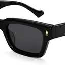 Dollger Thick Square Polarized Sunglasses for Men Women Fashion Classic Designer Sunglasses Black Shades UV Protection