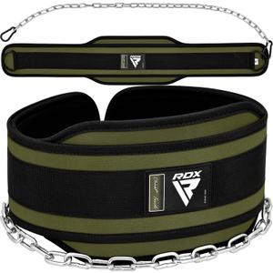 RDX Dip Belt for Weight Lifting, Heavy Duty 36 Inch Adjustable Steel Chain, Dipping Belt Chin Pull Ups Gym Training Bodybuilding Powerlifting Fitness Workout, 6 Padded Neoprene Back Support Men Women