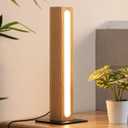 EDISHINE LED Wood Table Lamp, 3-Color Temperature Minimalist Bedside Lamp, Stepless Dimmable & Memory Function, Touch Switch, Square Nightstand Lamp for Bedroom, Living Room, One-Step Installation