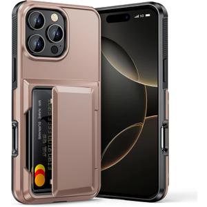Vofolen for iPhone 16 Pro Max Case Wallet with Card Holder [Max 5 Cards] Dual Layer Heavy Duty Shockproof Drop Protection Hidden Flip ID Slot Phone Cover for Men Women, 6.9 Inch Desert Gold