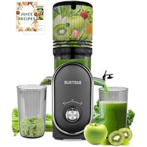 SUSTEAS Juicer Machines with 5.3" Extra Large Chute, High Juice Yield | Cold Press Juicer for Whole Fruits & Vegetables, 50oz Capacity Juice Extractor, Easy to Clean, Juice Maker, Gunmetal Grey(missing the filter skeleton and the pulp cup)