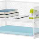 Marbrasse 2 Tier Paper Organizer Letter Tray, Mesh File Organizer with Handle, Paper Sorter Desk Organizer for Home Office Supplies - White