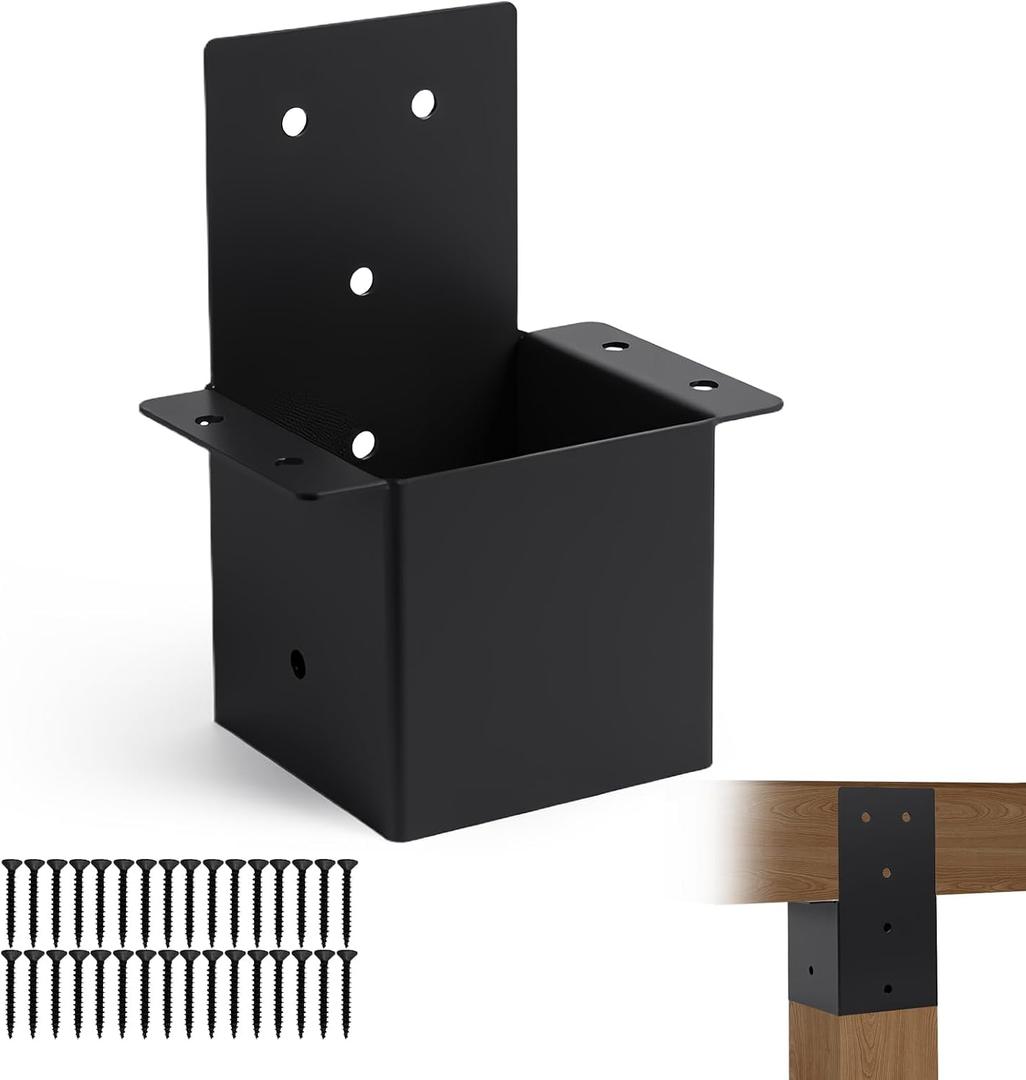 8 Pcs 4x 4Pergola Brackets4 pcs, Post Top Rafter Brackets (Actual Size 3.6'' x 3.6'') Wall Mount Support Brackets Kit Connectors for Gazebo, Sunroom and Carport