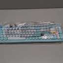 Wireless Keyboard and Mouse Combo, Full-Size Retro Typewriter Keyboard with Round Keycaps, Magnetic Wrist Rest, Tilt Legs, 2.4GHz Cordless for Mac, Windows PC, Laptop, SABLUTE CK23, Robin Egg Blue