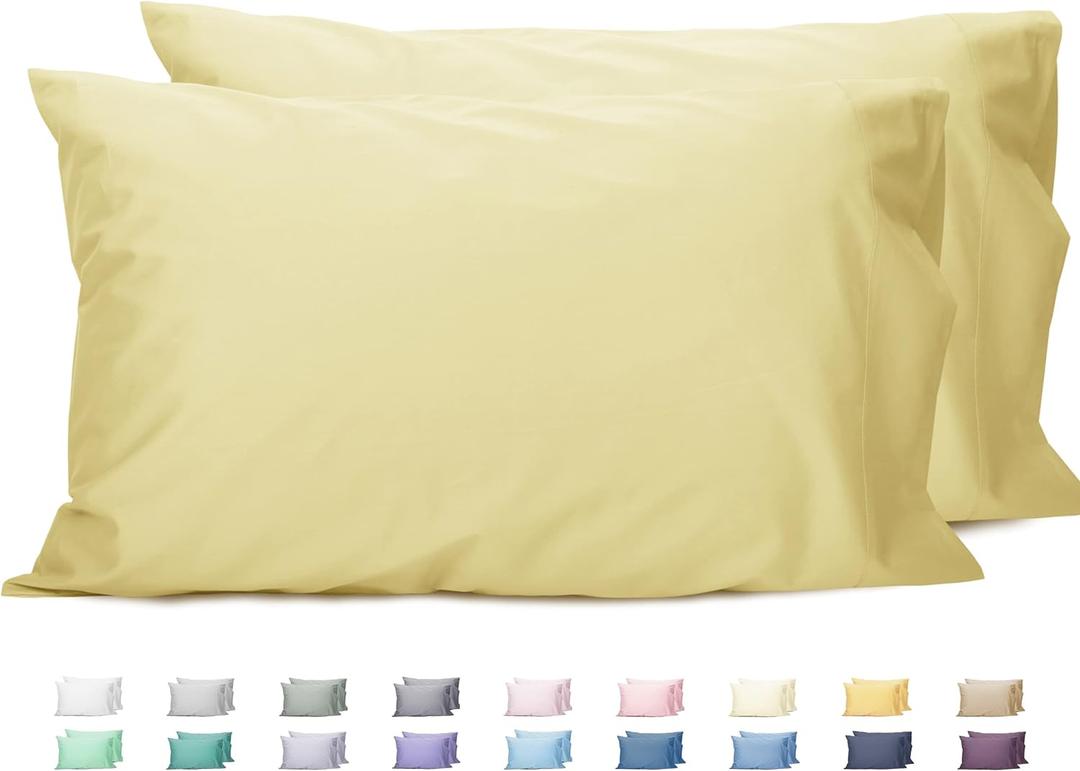 Sunflower Queen Pillowcases Set of 2, 100% Cotton Queen Size Pillow Cases 2, 20x30 inches Honeyed Straw, Soft and Breathable