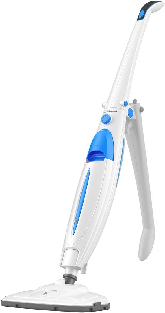 PurSteam Steam Mop - Hard Wood Floor and Carpet Cleaner With Swivel Head, 2 Washable Pads - Turquoise/White