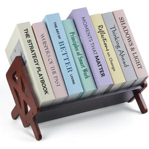 Bunkal Bamboo Desktop Bookshelf – Tilted Tabletop Bookshelf Organizer for Cookbooks, CDs, Magazines, Portable, Small Bookrack for Home, Dorm, or Office,15.75" x 8.86" x 9.17" , Walnut