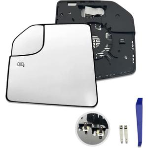 Compatible with Ford F150 Left Driver side Mirror Glass Replacement Power Heated Towing Mirrors,View Mirror Glass with Blind Spot, Backing Plate, FL3Z-17K707-A, 2015-2021, Standard