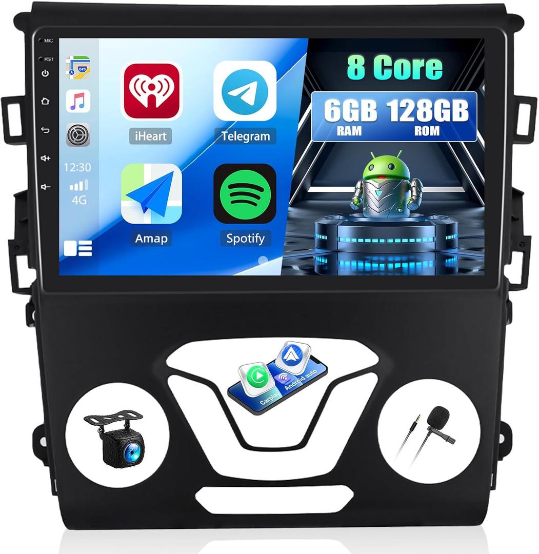 6+128G 8 Core Android 13 Car Stereo for Ford Fusion Mondeo 2013-2019 with Wireless CarPlay Android Auto, 9'' Touchscreen with WiFi GPS Mirror Link Bluetooth FM RDS DSP EQ SWC Backup Camera