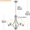 5 Light Contemporary Chandeliers Brushed Nickel Modern Light Fixtures Ceiling Hanging Industrial Pendant Lighting for Foyer Bedroom Dining Room Bathroom