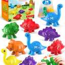 26PCS Dinosaur Alphabet Learning Toys for Toddlers Kids 3-5, Montessori Educational Toys Gifts for 3 4 5 Year Old Boy Girl, Preschool Learning Activities, Double Sided ABC Matching Game