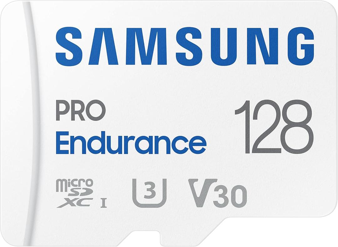 Samsung PRO Endurance 128GB MicroSDXC Memory Card with Adapter for Dash Cam, Body Cam, and Security Camera – Class 10, U3, V30 (‎MBMJ128KA/AM)