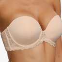 34DD 
Strapless Clear Back Strap Convertible Bra with Lace Padded Underwired Plus Size Brassiere
