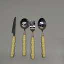 Koythin 4-Piece Cutlery Set, Stainless Steel Flatware Sets with Chubby Bubble Pattern Ceramic Handle, Utensils including Knife Fork Spoon (Yellow)