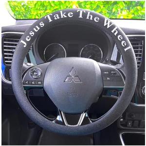 Jesus Take The Wheel Silicone Steering Wheel Cover. Fits 13-15 inch. Black Color, Anti-Slip Grip, Easy Installation & Removal, Durable, Heat Resistant, Waterproof, Stretchable