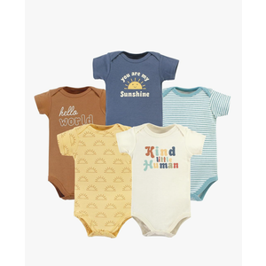 Hudson Baby Unisex Baby Cotton Bodysuits 5-pack For 9-12 Month Old Babies