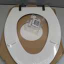 Mayfair Bennett Toilet Seat with Matte Black Hinges, Slow Close Wood Seat, Secure Metal Hinges, Easy Install, Made in USA, Elongated, White