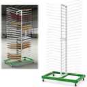 Justore Heavy-Duty Paint Drying Rack for Cabinet Doors and Full-Size Doors, 50 Shelves Cabinet Door Drying Rack for Art Studios & Classroom, Space Saving Design with 4 Casters, 25 LBS/Level