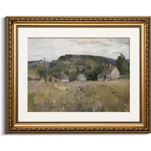 VIYYIEA Gold Framed Wall Art Canvas Print Home Decor Vintage Landscape Art Prints Wall Decor Abstract Serene Countryside Scene Wall Prints Mid Century Modern Decor for Living Room Bedroom 13x16in (Landscape from Brum)