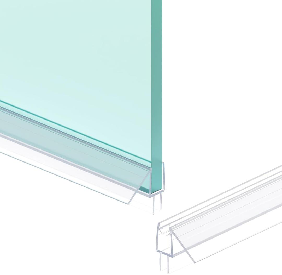 Shower Door Bottom Seal Strip, 2PCS Seal Strip, Ultra Clear PVC, 36" Length, Fits 6mm Thick Glass, Prevents Leaks, Easy Installation, No Adhesive Required (Ultra Clear, 36in for 1/4"(6mm) Door)