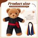 Civaner Taekwondo Uniform Outfit Bear Clothes with Belts, Bear Not Included, Fit 12-16 in, Clothes for Taekwondo Uniform Stuffed Animal Clothing for Birthday Gift Party (Black)