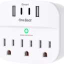 1 Pack Multi Plug Outlet Splitter with USB, Surge Protector Outlet Extender with 3 Wall Outlets 4 USB Wall Charger(2 USB C), 490 Joules, ETL Listed, Small Outlet Adapter Plug Extender for Travel,White
