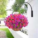 2 x Elyum 2 Pack Artificial Hanging Flowers for Outdoors, Fake Flowers Artificial Petunias Hanging Baskets for Outdoors, UV Resistant Fake Hanging Plants Flowers for Outside Garden Patio Porch Decor