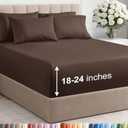 Extra Deep Queen Sheet Set - 6 Piece Breathable and Cooling Sheets - Hotel Luxury Bedding for Women, Men, Kids & Teens - Easy & Secure Fit - Soft, Wrinkle Free and Comfy - Extra Deep Pockets - Brown