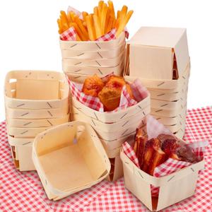 Thyle 60 Pcs/30 Sets One Pint Wood Berry Basket with Wax Paper Sheets 4 Inch Square Vented Wood Boxes Small Basket Container with Deli Paper for Gifts Fruit Picking Berry Camping (Plaid, Red) Thyle 60 Pcs/30 Sets One Pint Wood Berry Basket with Wax Paper Sheets 4 Inch Square Vented Wood Boxes Small Basket Container with Deli Paper for Gifts Fruit Picking Berry Camping (Plaid, Red)