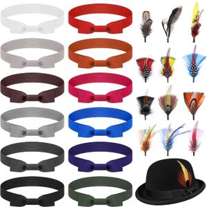24 Pcs Hat Bands Decorative Feathers for Cowboy Panama Western Costume Headwear Women Men