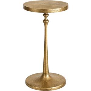 Cast Iron End Table, Vintage Drink Table with Weighted Base, Small Round Side Table, Tall Pedestal Side Table for Small Spaces, Brass Martini Table for Bedroom, Living Room, Nightstand, 9.33" x 9.17" x 19.7"
