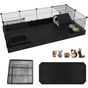 Xymoso DIY Guinea Pig Cages with Waterproof Canvas Bottom,16 Panels Small Animal Cage Pet Playpen with Door for Bunny Turtle Hedgehog,Indoor Metal Wire Yard Fence Outdoor