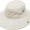 Women's Outdoor UV-Protection-Foldable Sun-Hats Mesh Wide-Brim Beach Fishing Hat with Ponytail-Hole (Beige)