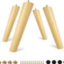 FoDau770 Rubber Wood Furniture Legs 10 Inches, Slant Tapered Wood Feet Mid Century Sofa Legs Set of 4, 5/16" UNC Furniture Feet Replacement Parts for Cabinet Couch Dresser Chair Ottoman Table