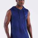 Neleus Men's Workout Tank Tops 3 Pack Sleeveless Running Shirts with Hoodie (Blue, M)