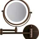OVENTE Wall Mounted Lighted Makeup Mirror, 7" Double Sided 1X/7X Magnifying Vanity Mirror for Bathroom with LED Lights, Cordless, 360 Rotation and 13" Extendable Arm, Antique Bronze MFW70ABZ1X7X