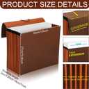 PerKoop 10 Pcs Expanding File Folder with Flap 7 Inch Expansion Expanding File Wallet with Elastic Cord Closure Letter Size Heavy Duty Document Organizer, 10 Slots, Brown
